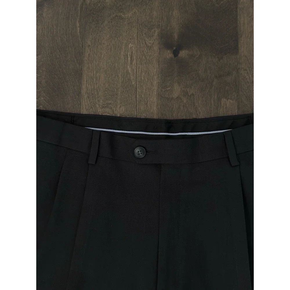 Haggar Repreve Mens Pleated Dress Pants 40X30 Dark Grey Expandable Eclo Stria
